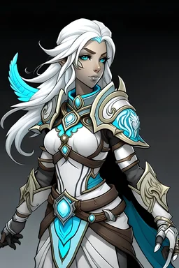 air genasi female cleric with feather in hair