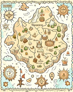 Treasure Map Extravaganza: Craft a coloring page featuring an elaborate treasure map filled with mysterious symbols, landmarks, and hidden paths. Allow imaginations to run wild as users add their unique touches to the map.