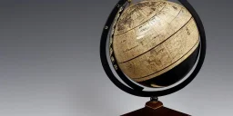 fantasy world globe, black marble, pearl inlay, fine gold detail, marginalia