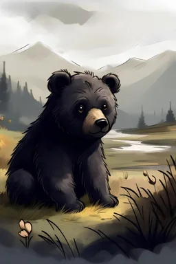 Landscape of a little bear, blackbaby.