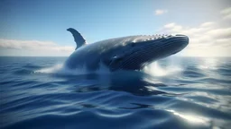 Big whale in sea 3d