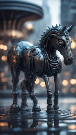 chat bot ant horse in fountain in the style of giger, bokeh like f/0.8, tilt-shift lens 8k, high detail, smooth render, down-light, unreal engine, prize winning