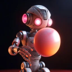 inbred robot with fur holding a perfect sphere, motion blur, 8k, downlight, soft light, depth of field, photorealism, trending on art station, lotsa detail