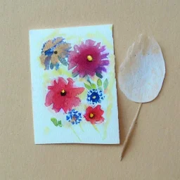 tiny watercolor of pressed flowers, etsy, whimsical, heavy cardstock, greeting card