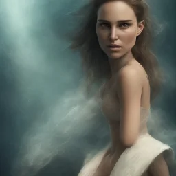 portrait Natalie Portman Star Wars with ocean nature