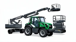 a generic Boom-lift, tractor and scissor-lift on a white background. Smooth vector