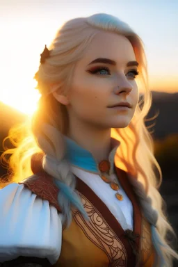 young female air genasi with sunset ombre hair