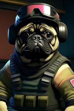 rook from Rainbow Six Siege as a pug