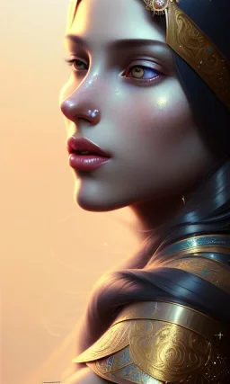 Arab princess , cute, beautiful, long hair, wavy hair, black eyes, head and shoulders portrait, 8k resolution concept art portrait by Greg Rutkowski, Artgerm, WLOP, Alphonse Mucha dynamic lighting hyperdetailed intricately detailed