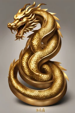 Beautiful Golden Snake Dragon Chinese Symbol