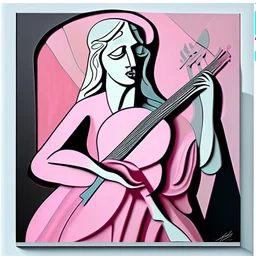 picasso Neoclassicism pink woman and guitar more lines realistic