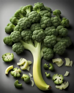 a mix between broccoli and banana