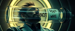 airbrush 3d rendering, mafia Doctor Vex is now officially in stasis. No experiments. No clones. No accidental galaxy-ending breakthroughs. Just a big glass tube with a sign: DO NOT WAKE — PHOTOSHOOT PENDING :) symbols