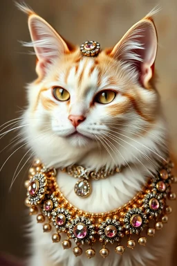 cats wearing extremely detailed diamons and jewellery all over