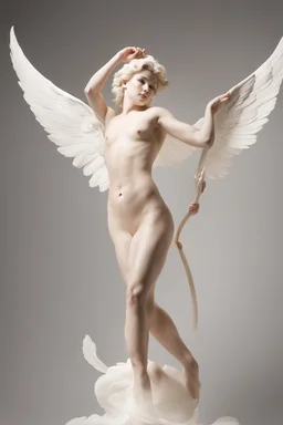 [real model in flesh] Cupid, the embodiment of desire and passion, is depicted with youthful vigor and graceful movements. His form exudes an otherworldly energy, with its sculpted muscles and gentle curves combining to create an ethereal beauty. By Cupid's side stands Psyche, a mortal maiden who captured his heart. Canova skillfully sculpts her delicate figure, capturing her innocence and vulnerability. Psyche's features, adorned with an air of tenderness, are complemented by flowing drapery th