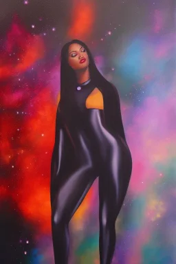 Full body portrait, painting, medium shot lady Spacecore