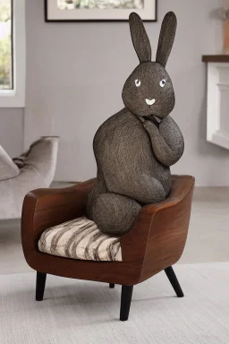 A rabbit shaped arm chair.