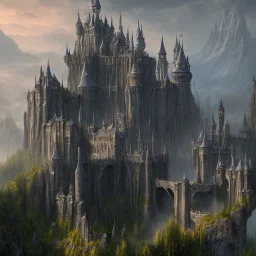 lord of the ring, biggest dark castle, in the morning, 8k, finely detailed, photo realistic