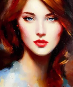 Masterpiece, best quality, The Face of the Curious Female by Bryen Frost rework. trace light, painted impressionist brush strokes. Paint spatters, drips, drabs, dynamic, artstation, Eliza Ivanova