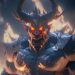 giant thunder demon lord, unreal engine 5, 8k resolution, photorealistic, ultra detailed