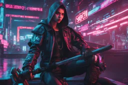 yone in 8k 2D cyberpunk artstyle, project yone, two swords , close picture, neon lights, intricate details, highly detailed, high details, detailed portrait, masterpiece,ultra detailed, ultra quality