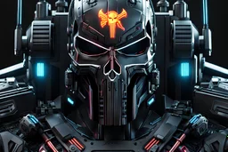 Punisher machine in 8k cgi cyberpunk drawing style, samurai custom, close picture, neon, intricate details, highly detailed, high details, detailed portrait, masterpiece,ultra detailed, ultra quality