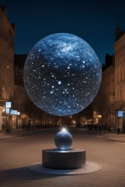 статуя на улице, Шар как планета/звезда: Превратим шар в визуализацию планеты, звезды или небесного тела. С помощью проекции, освещения и текстур можно создать ощущение реального космического объекта. Также можно представить статую шара как звезду, используя проекцию звездного неба на его поверхность. При освещении шара светодиодами в виде мерцающих звезд, можно создать иллюзию ночного неба с яркими и блестящими звездами. Дополнительные текстуры, имитирующие галактики и планеты, добавят интересн