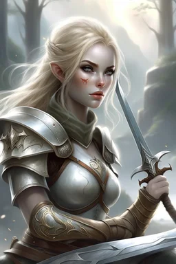 pretty woman, warrior, elf, blonde hair, fantasy, Skyrim, fighter, sword, elder scrolls, young