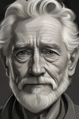 Lav et portræt af en grå håret mand