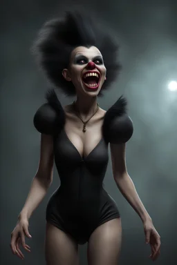 inspired by all the works of art in the world - laughing - Millie Miller, an extremely tiny, thin, voluptuous beautiful mickey mouse-faced vampire werewolf zombie female with a black mohawk, full body image, wearing a skinsuit, Absolute Reality, Reality engine, Realistic stock photo 1080p, 32k UHD, Hyper realistic, photorealistic, well-shaped, perfect figure, a multicolored, watercolor stained, wall in the background, hickory dickory Clock