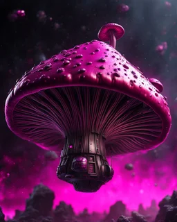 singular weird floating mushroom house in space. bronze, black, and fuchsia tones, intense cosmic space, intergalactic, interstellar. Detailed Matte Painting, deep color, fantastical, intricate detail, splash screen, hyperdetailed, insane depth, concept art, 8k resolution, trending on Artstation, Unreal Engine 5, color depth, backlit, splash art, dramatic, High Quality Whimsical Fun Imaginative unusual, good composition