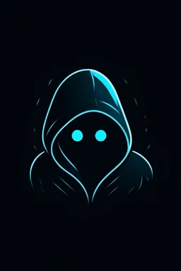 generate a high quality ghost logo for a software security company. Use only simple shapes and lines. The ghost shape almost appears to be a hacker wearing a hoodie. The camera should be directly in front with symmetry horizontally. The face should be made up of code symbols and look dark and mysterious.