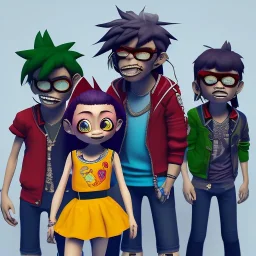 Portrait 3d of band <Gorillaz> style,