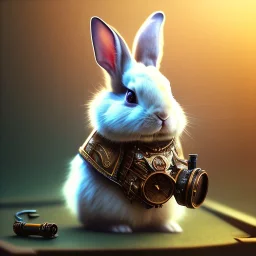 steampunk rabbit,steampunk style, polaroid,outdoors,shallow dept of field, close up, macro lens, cinematic, unreal engine 5, 8k, hyper realistic. ambient lighting, elegant,hyperphotorealistic, cinematic lighting, hyperphotomaximalist, masterpiece, by japbun2-40