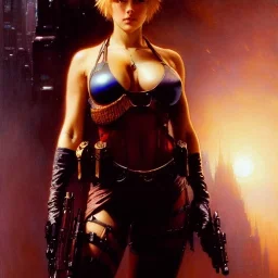 portrait of ' Deunan Knute - Appleseed Alpha',busty, painting by gaston bussiere, greg rutkowski, yoji shinkawa, yoshitaka amano, tsutomu nihei, donato giancola, tim hildebrandt, evan lee,oil on canvas, cinematic composition, extreme detail,fit full head inside picture,16k