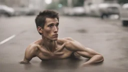 شخص جسمه عادي ووجه طولي ووضاصح عليه انو مسكين