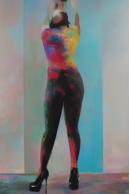 Full body portrait, painting, medium shot lady Nanopunk