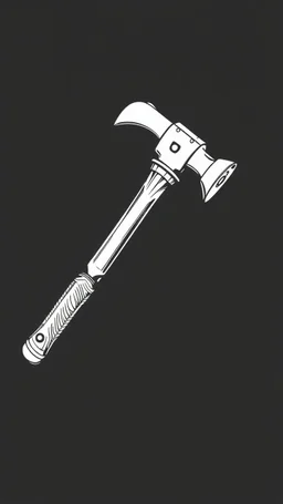 modern claw hammer, detailed line drawing with thick outline, vector