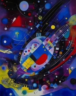 A violet galaxy filled with spaceships painted by Wassily Kandinsky