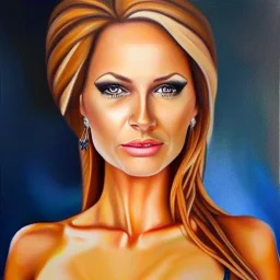 SilverAndGold lady Portrait, full body, realistic painting, detailed, medium shot