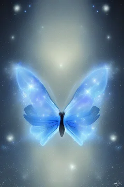 Luminous blue butterfly and manure full of stars