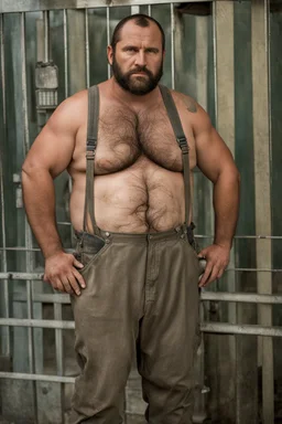 full figure photo, two burly big chubby sicilian plumber, dirty, ripped overalls, 33 years old, crossed arms, shaved, short beard, manly chest, very virile, hairy, manly arms, ugly, big thighs, under the shower, sunlight , photorealistic, 35mm lens, ultra detailed