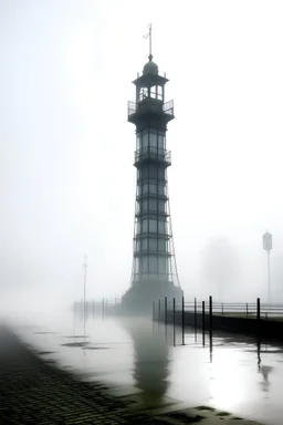Grimsby dock tower surrounded by mist