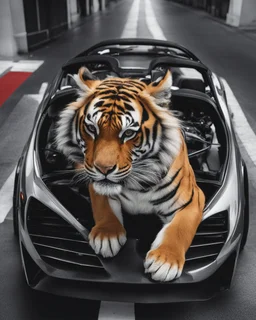 Combination of tiger and sports car