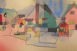 Watercolour of English cottage in the style of Paul klee