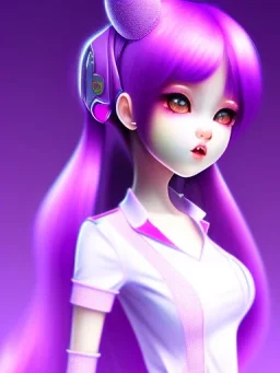 kawaii girl, purple hair, cute, kawaii clothes