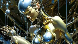 tranding on artstation, art by hajime sorayama, liquid, scary art