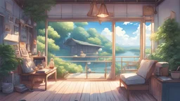 anime illustration place, high detailed, peace, calm , relax