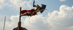pole vaulting with a knights armor
