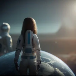 A girl with a dream of going to space one day and a bright future at head of her, sci-fi, octane render, unreal engine 5, 8k resulation